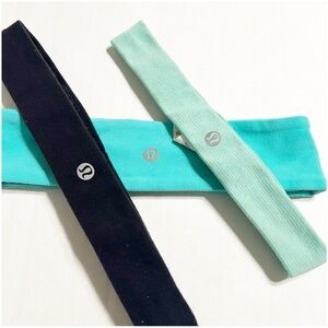 Lululemon Pack of 3 Reversible Headbands - Black, Teal, Mint Workout Running